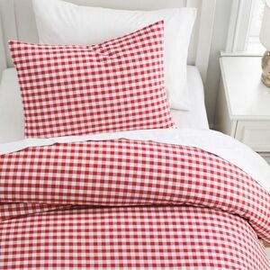 Pottery Barn Kids red gingham twin duvet cover and sham